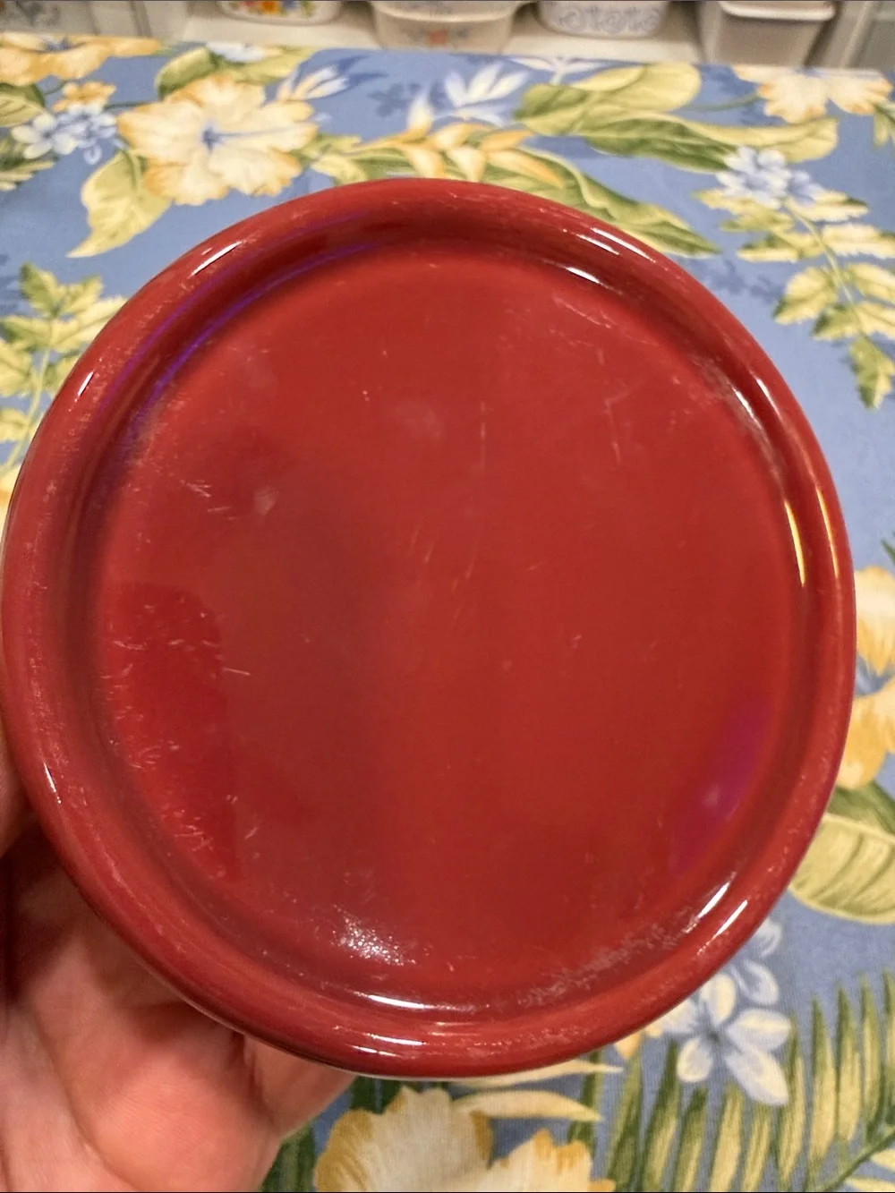 Longaberger Red Glazed Ceramic Kitchen Canister with Lid